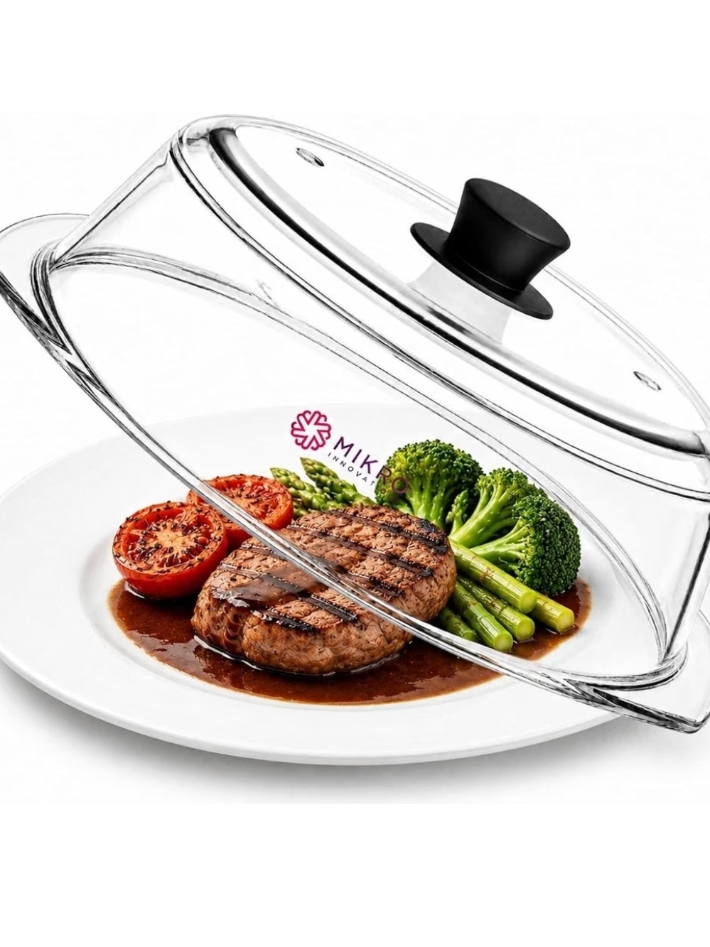 Mikro Innovations Glass Microwave Splatter Cover | 100% BPA Free - 10.5in